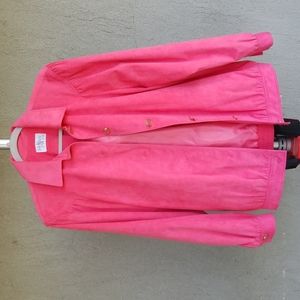 Vintage 80s Pink Suede Da Rue Button Bomber Jacket M Pink Ladies Grease